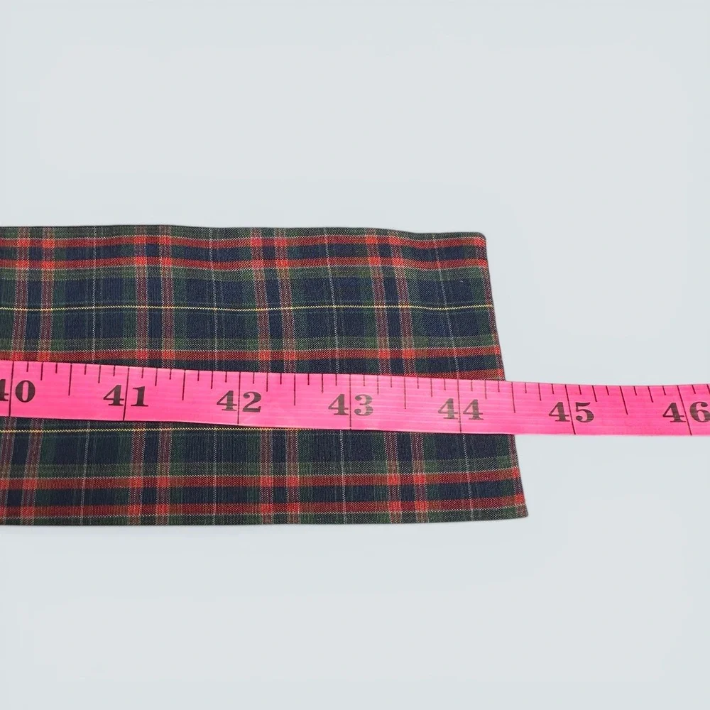 Ginnie Johansen Dallas Vintage 100% Silk Plaid Neck Tie Scarf Navy Red Green 44